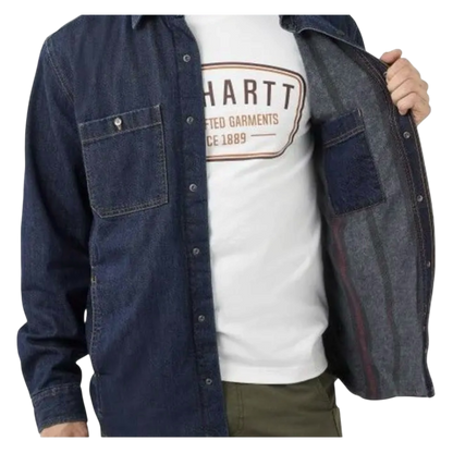 Carhartt Denim Fleece Lined Snap Front Shirt Glacier