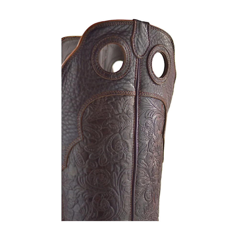 Buckaroo Tall Boots Grained Flower Dark Brown- Secchiari Western Boots