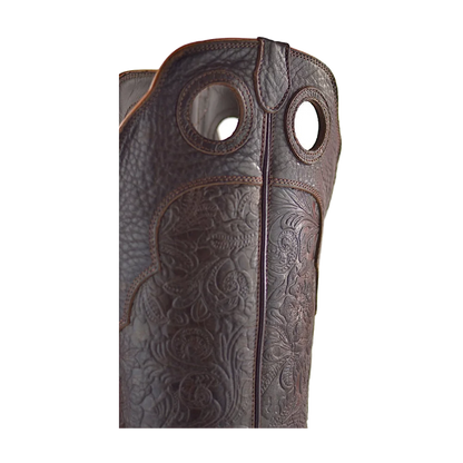 Buckaroo Tall Boots Grained Flower Dark Brown- Secchiari Western Boots