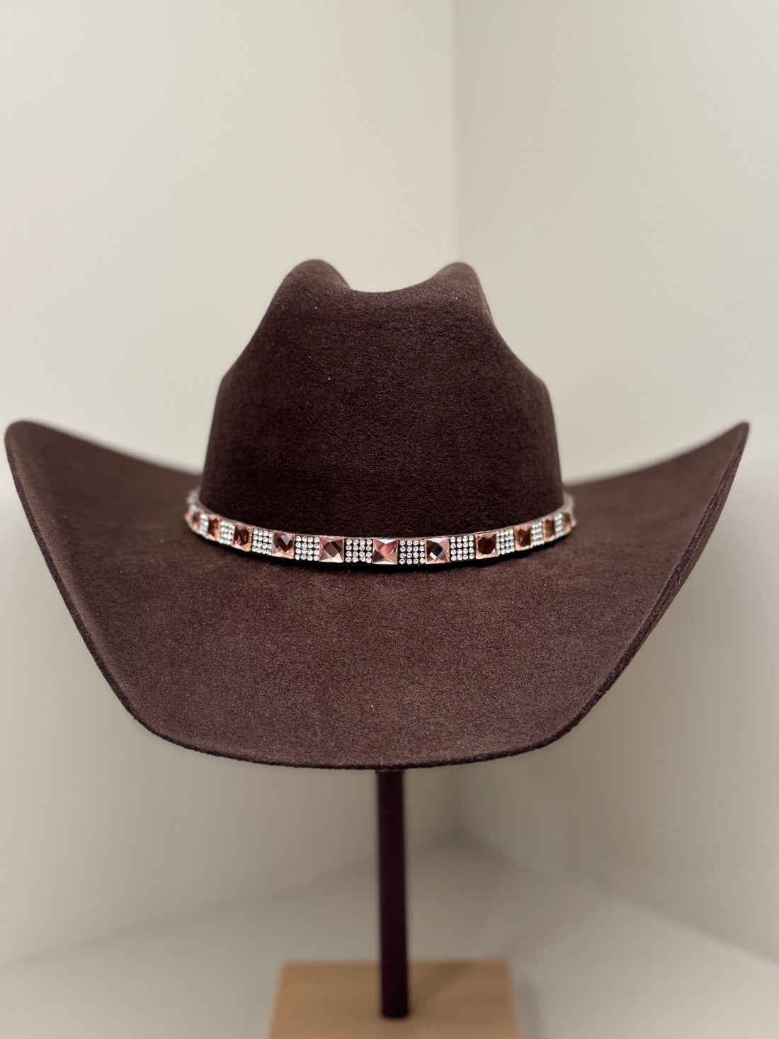 Hattband Rhinestone Square Rosé