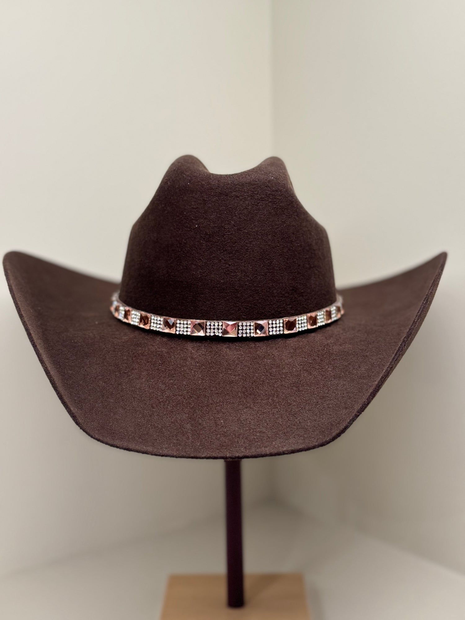 Hattband Rhinestone Square Rosé