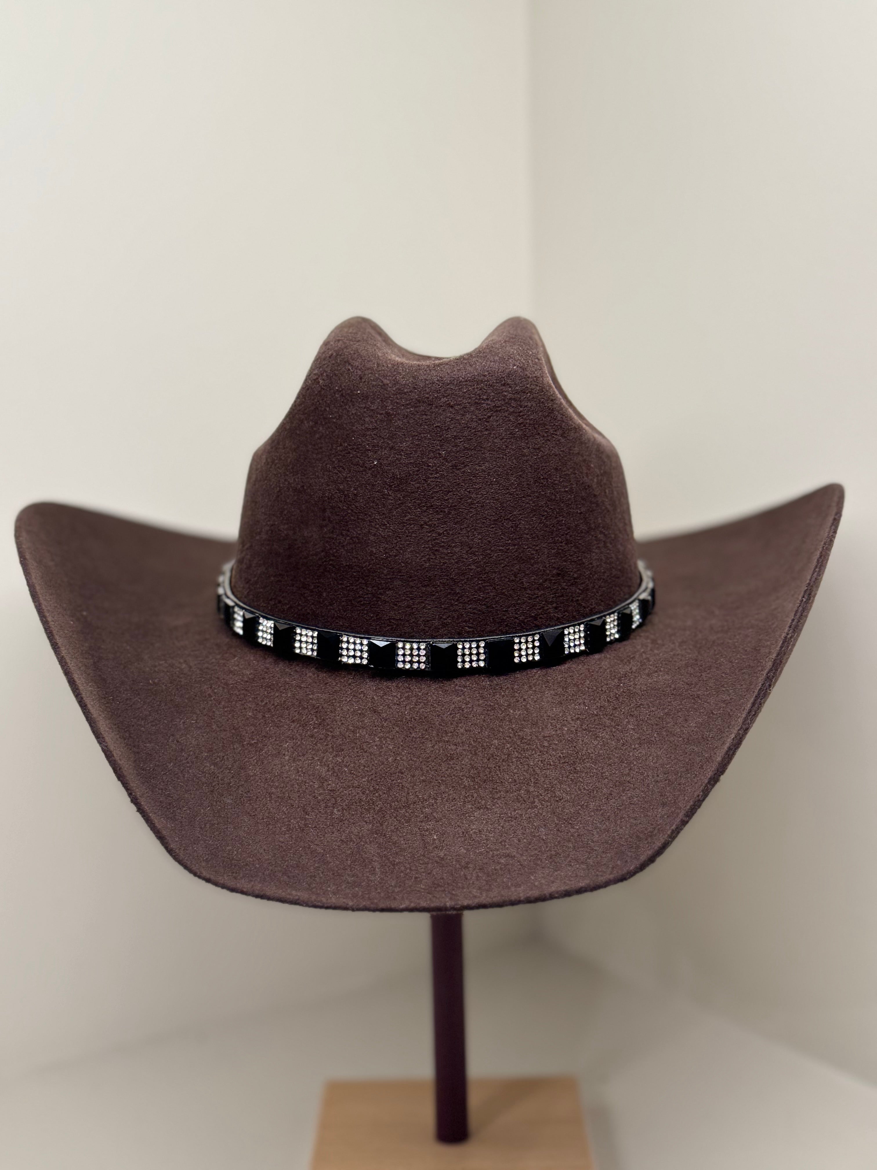 Hattband Rhinestone Square Black