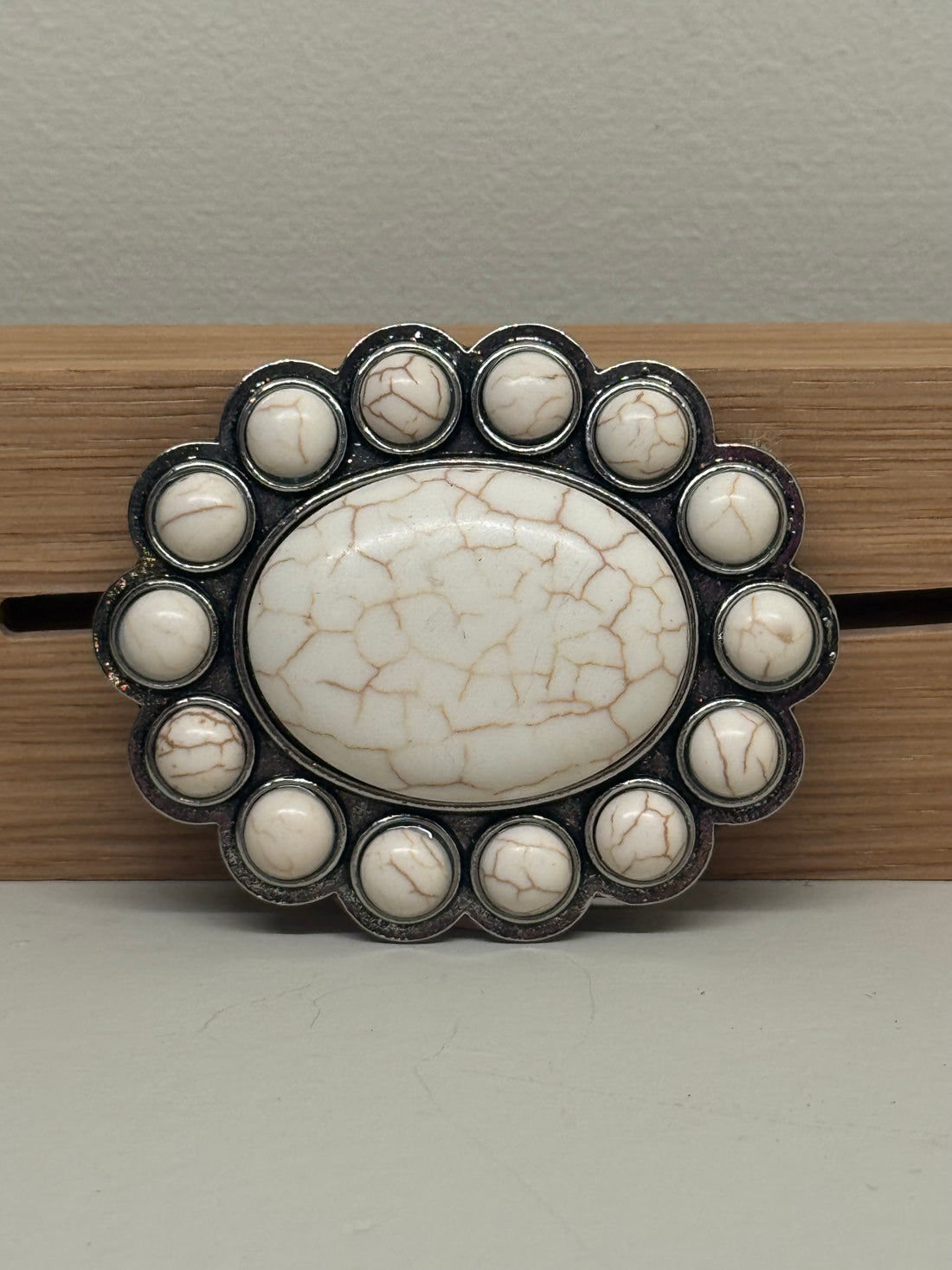 Bältesspänne Vit Oval