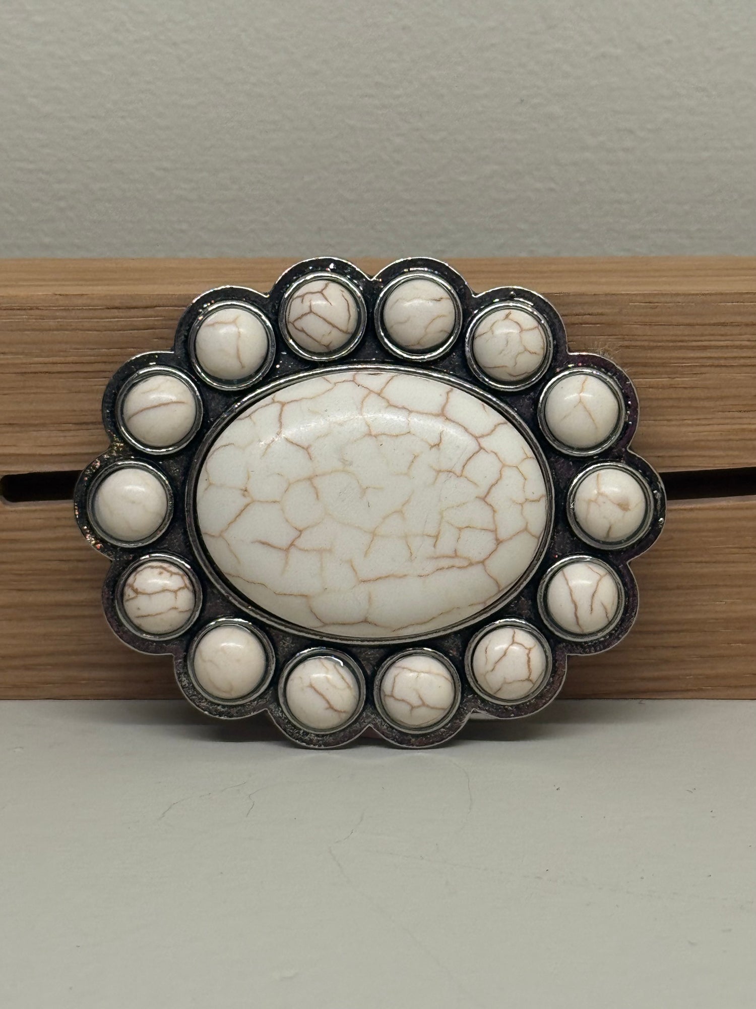 Bältesspänne Vit Oval