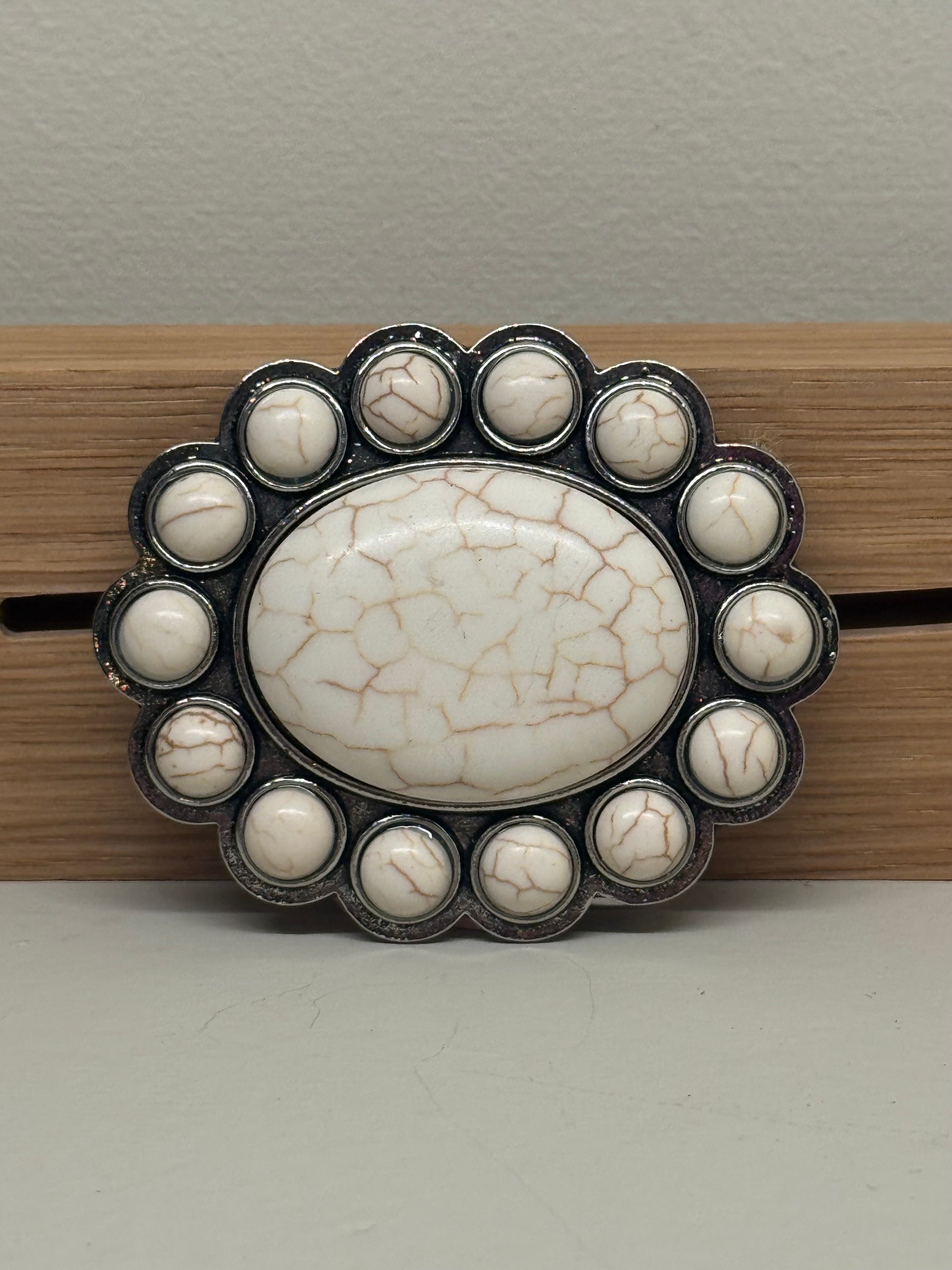 Bältesspänne Vit Oval