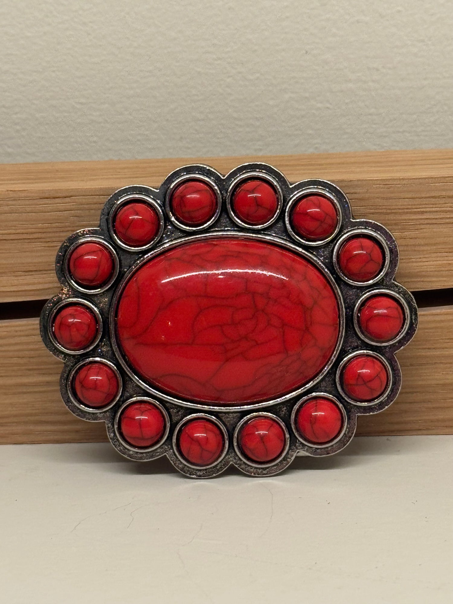 Bältesspänne Röd Oval