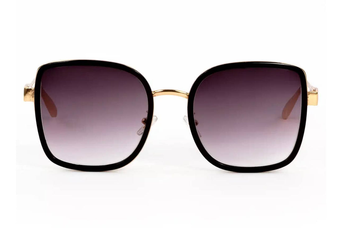 Bon Tinted Solglasögon med styrka – Svarta fyrkantiga bågar med tonade linser