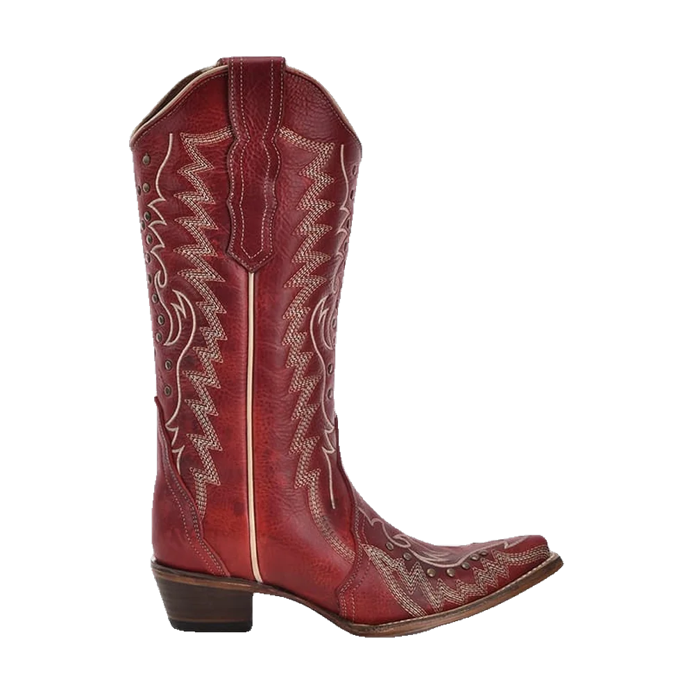 Circle G By Corral Ladies Embroidery &amp; Studs Red Western Boots
