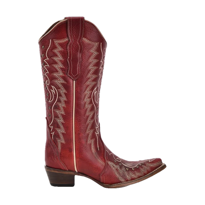 Circle G By Corral Ladies Embroidery &amp; Studs Red Western Boots