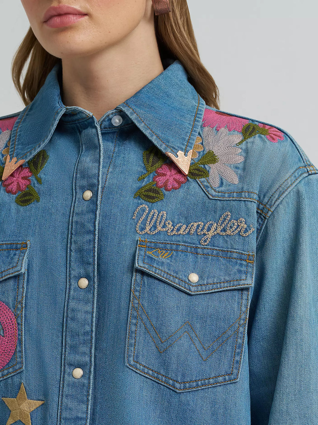 Lainey Wilson x Wrangler Embroidered Denim Shirt