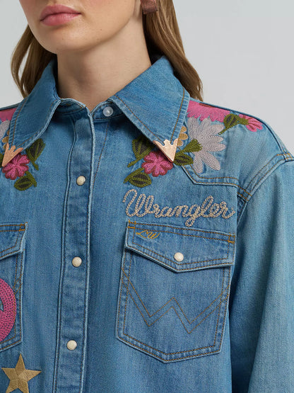 Lainey Wilson x Wrangler Embroidered Denim Shirt