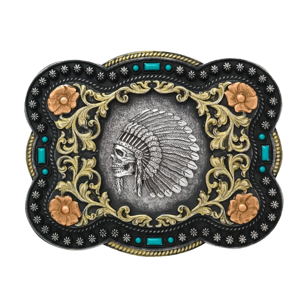 Bältesspänne Indian Chief Skull
