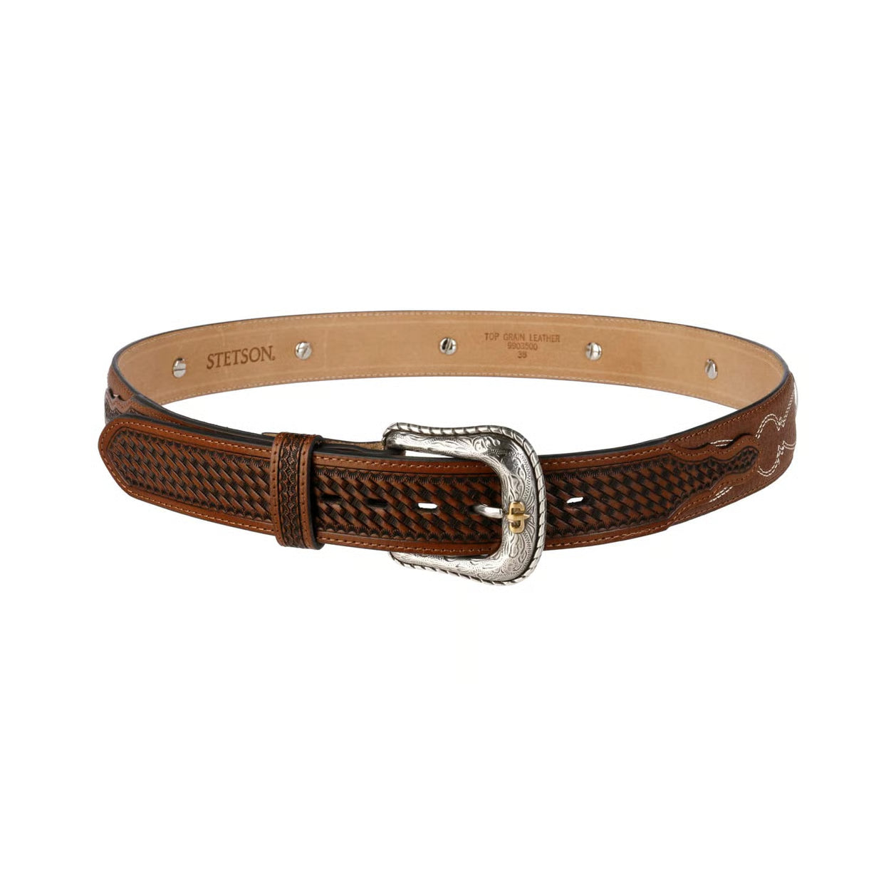 Pebble Basket Weave Leather Belt Stetson