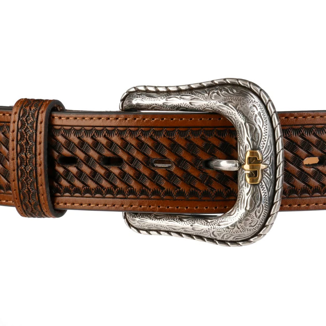 Pebble Basket Weave Leather Belt Stetson