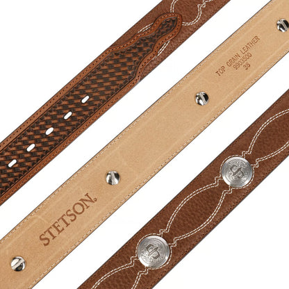 Pebble Basket Weave Leather Belt Stetson