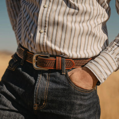 Pebble Basket Weave Leather Belt Stetson