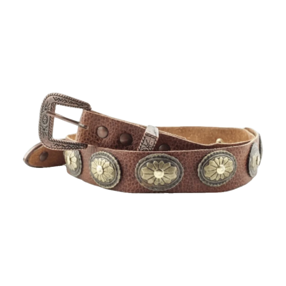 Brunt Läderhattband med Antikbrons Conchos