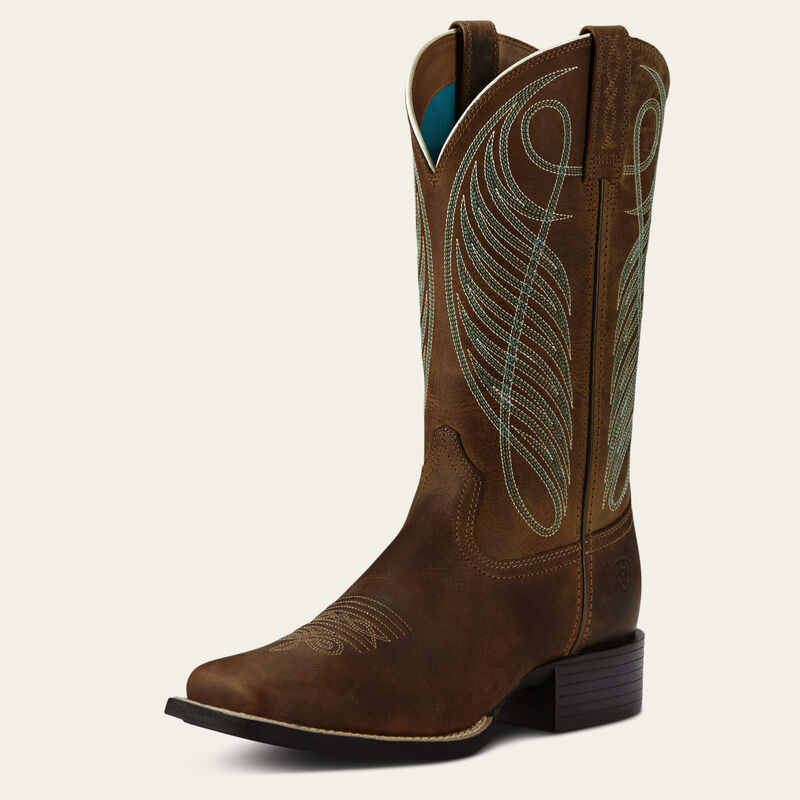 Ariat Round Up Wide Square Toe - Damboots i Tan