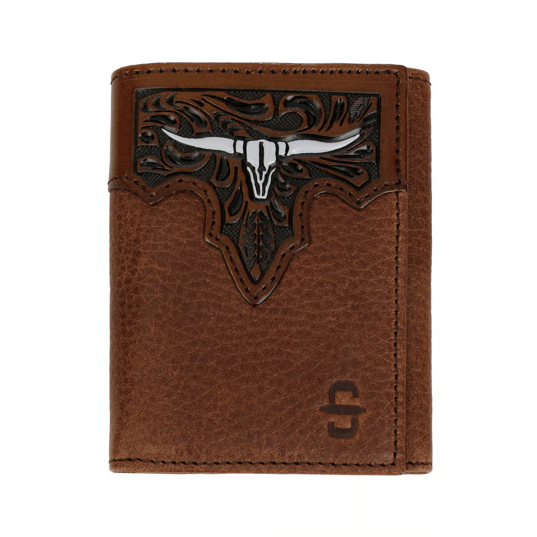 Steer Head Leather Tri-Fold Wallet