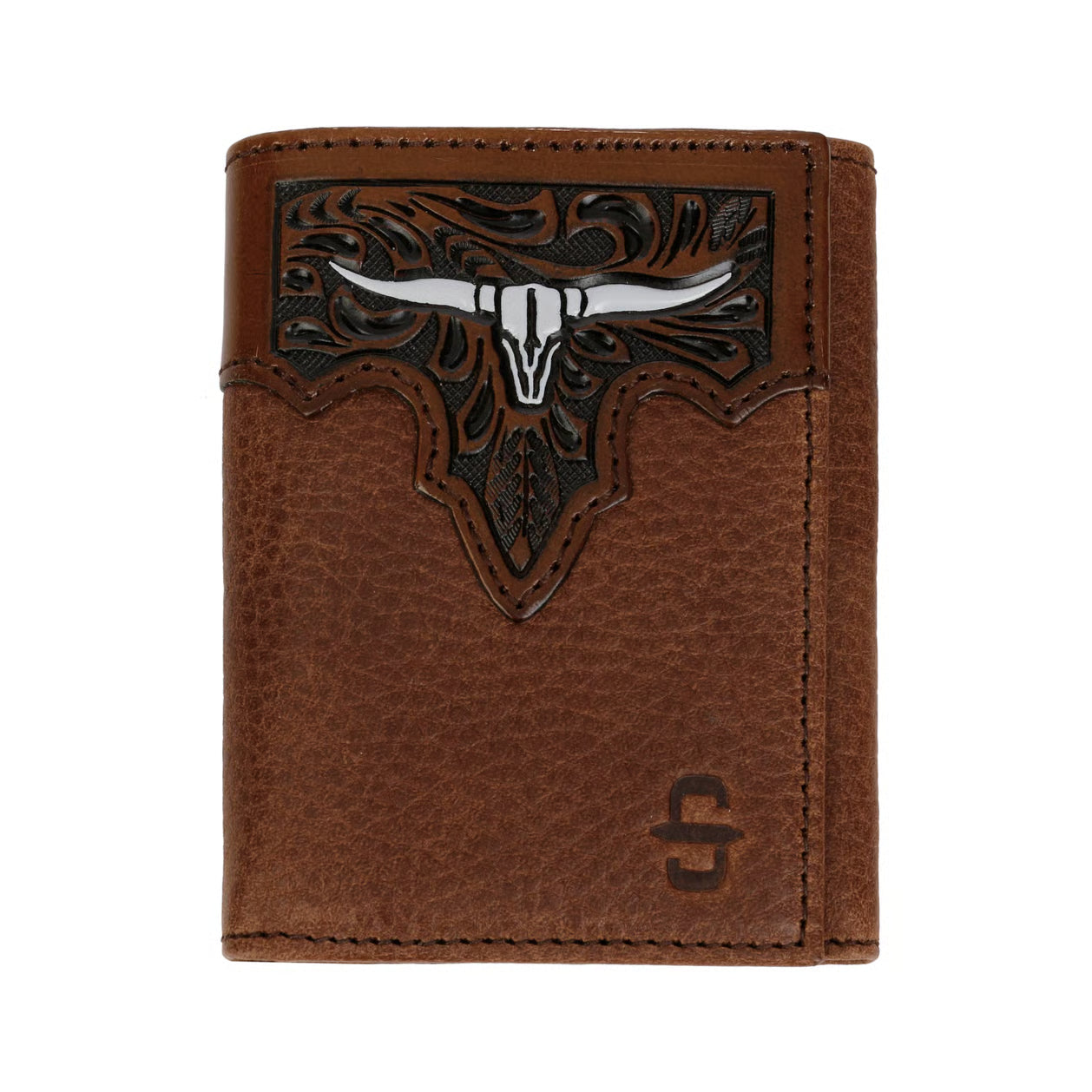 Steer Head Leather Tri-Fold Wallet