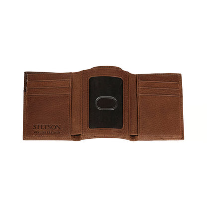 Steer Head Leather Tri-Fold Wallet