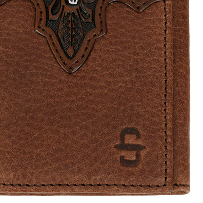 Steer Head Leather Tri-Fold Wallet