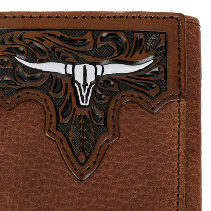 Steer Head Leather Tri-Fold Wallet