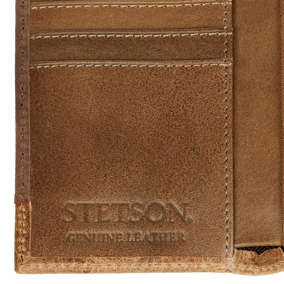 Ostrich Embossed Leather Wallet Tri-Fold