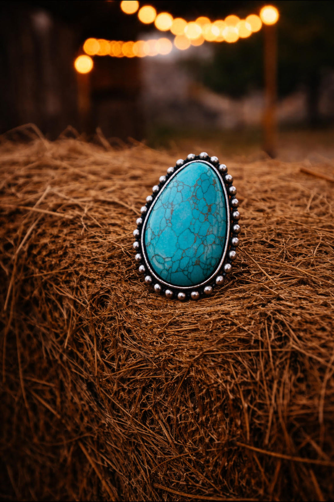 Ring Stor Oval Turkos