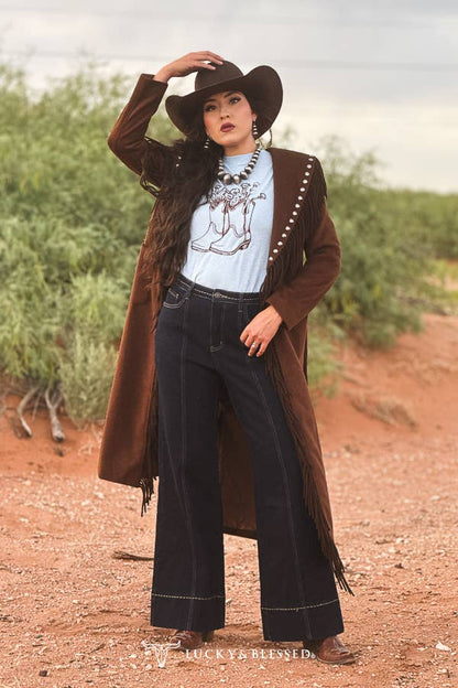 Lucky &amp; Blessed Westernkappa Fringe – Brown