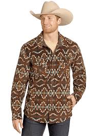 Aztec Fleece Shacket Brown Print Panhandle
