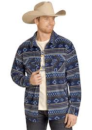 Aztec Fleece Shacket Blue Print Panhandle