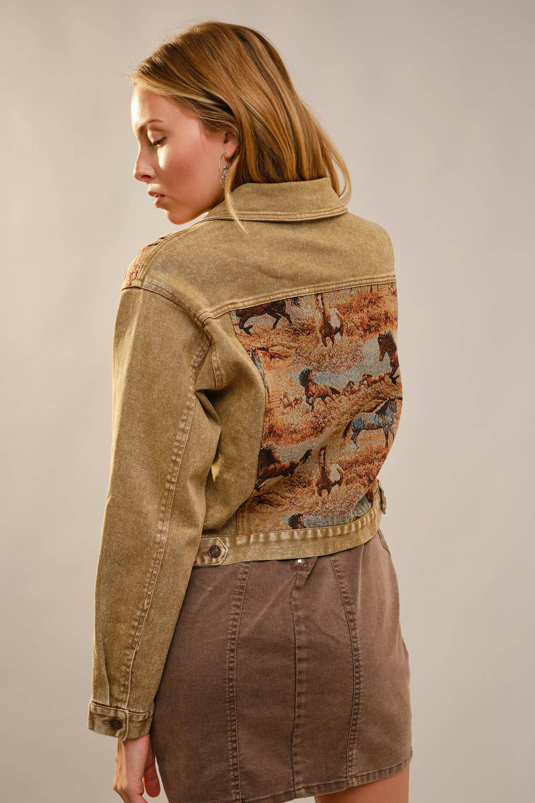 Western Tapestry Denimjacka – Washed Brown