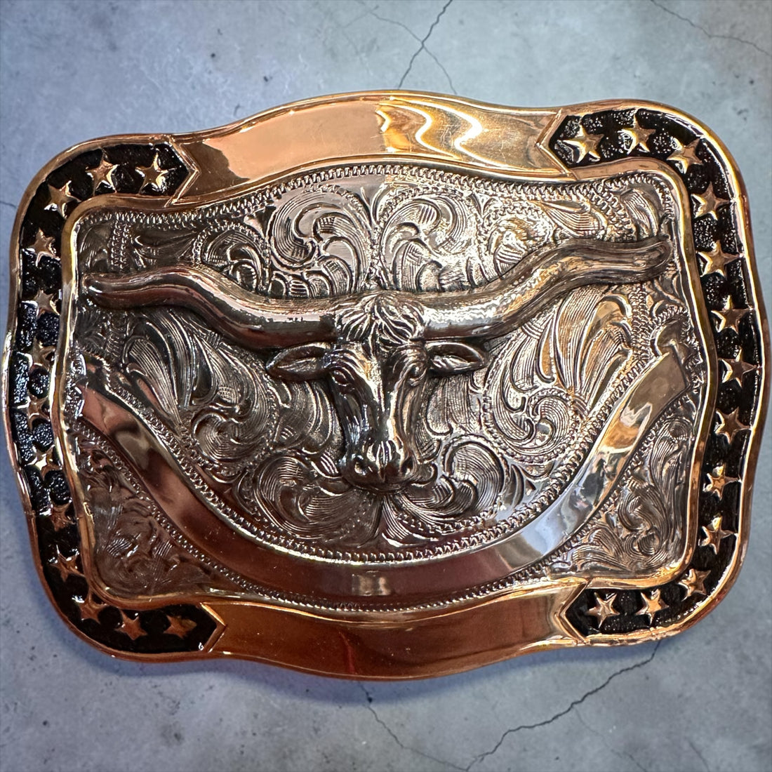 Bältesspänne Buckle Longhorn Stars And Gold