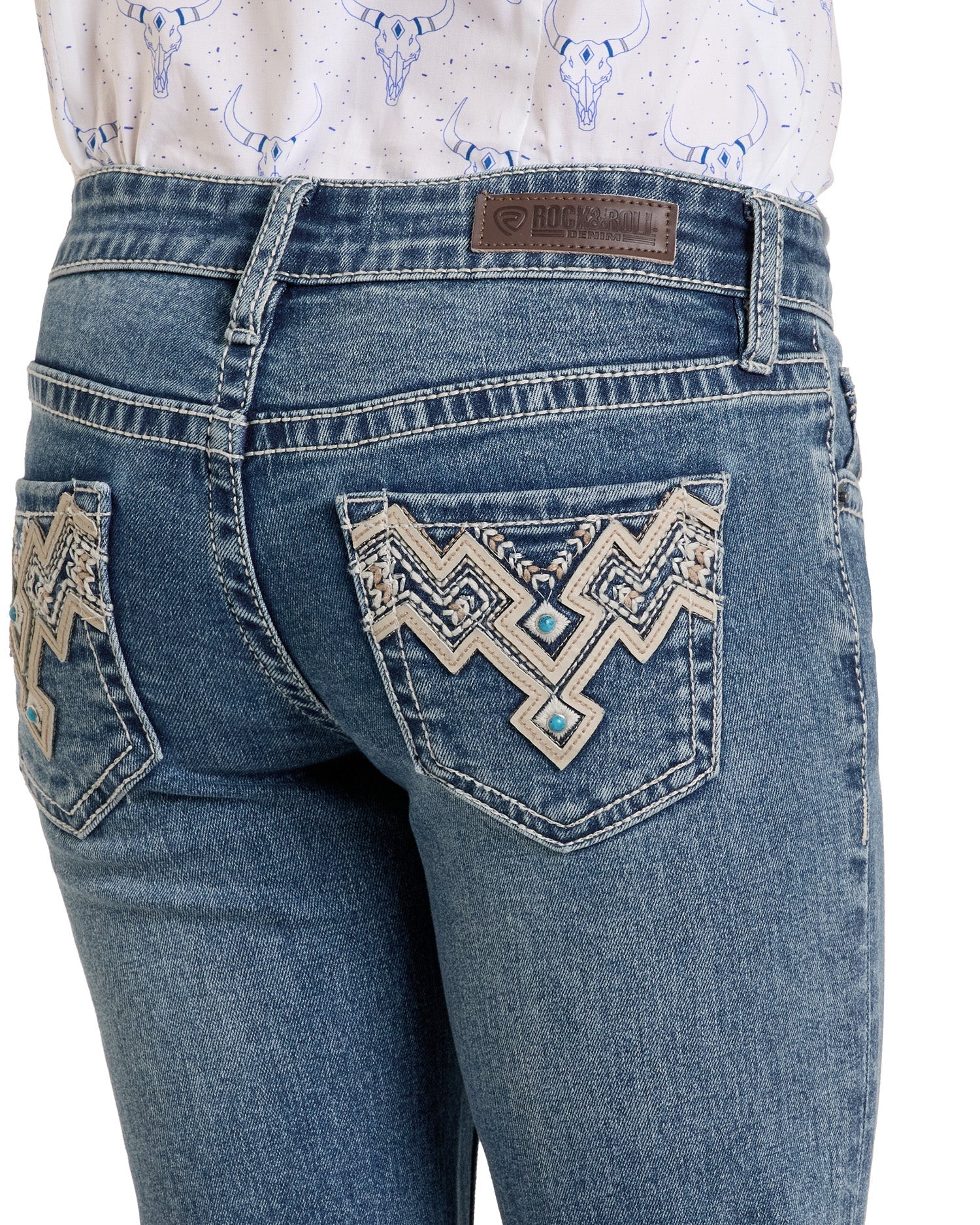 Girls Aztec Bootcut Jeans