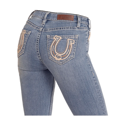 Mid Rise Horseshoe Embroidered Bootcut Jeans Rock And Roll Denim