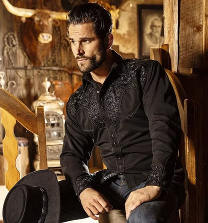 Brody Svart Western Skjorta