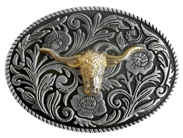 Bältesspänne Golden Steer Skull