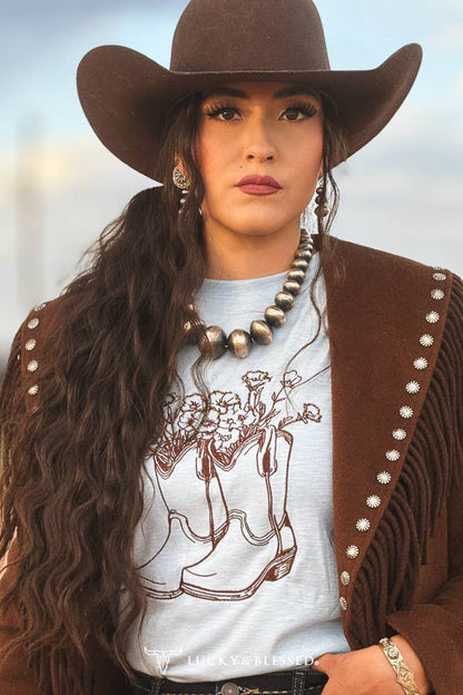 Lucky &amp; Blessed Westernkappa Fringe – Brown