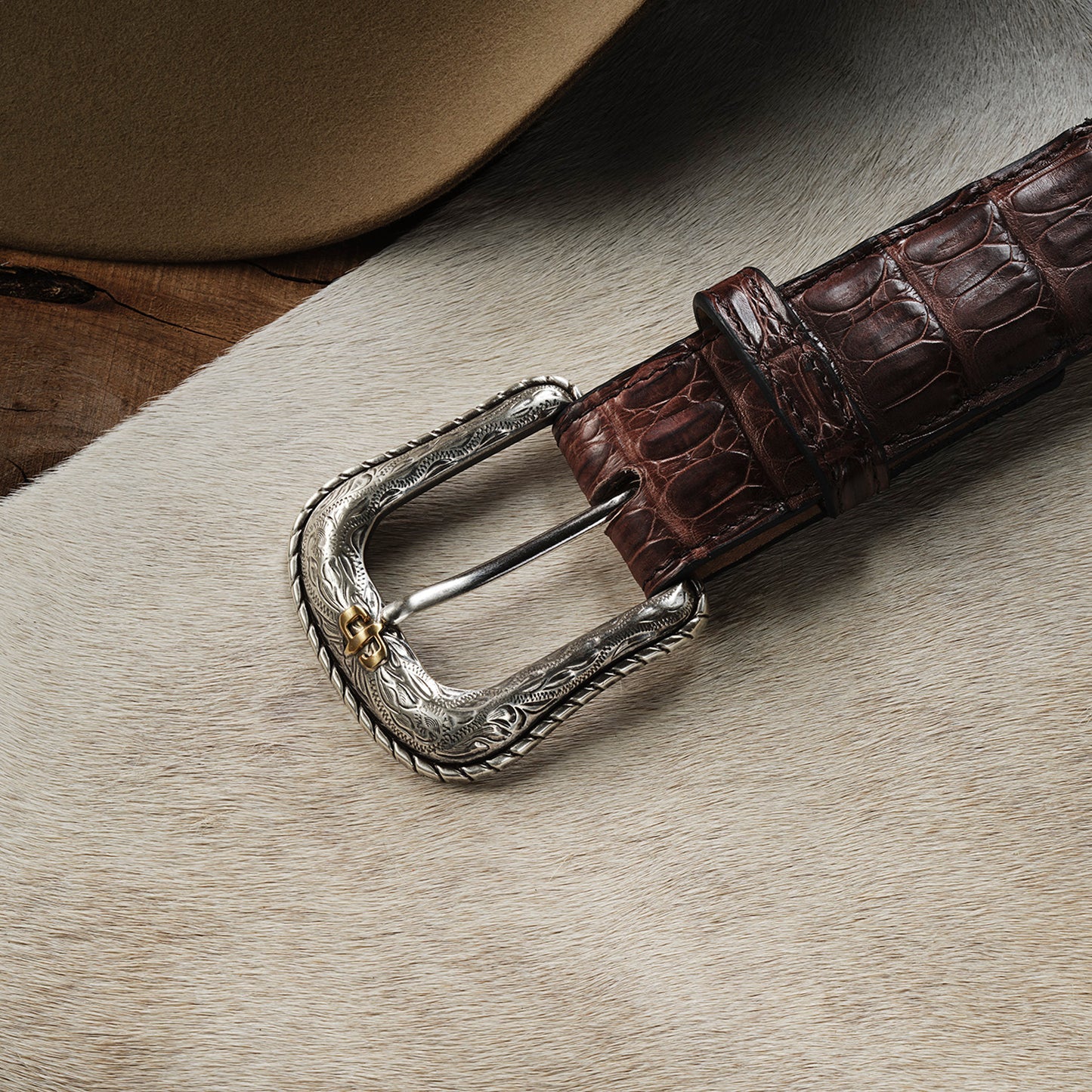 Caiman Western Tab Belt Brown Stetson