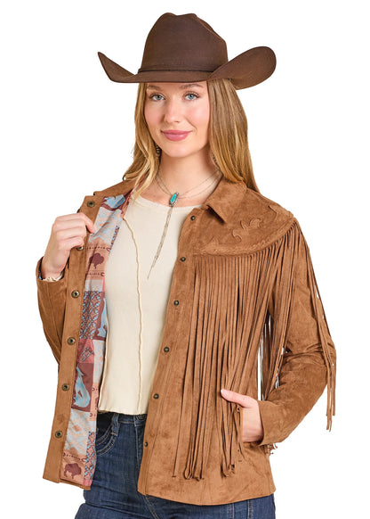 Camel Western Fringe Jacket