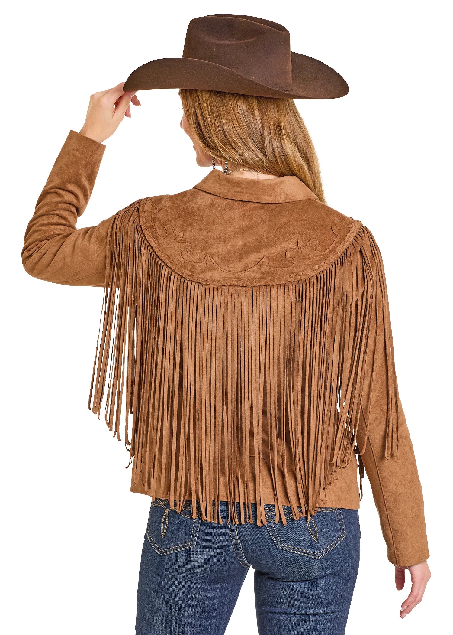 Camel Western Fringe Jacket