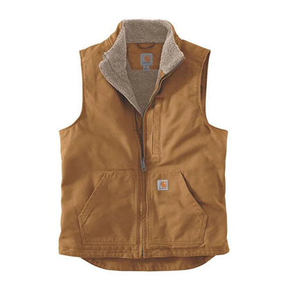 Washed Duck Lined Mock Neck Vest Brown