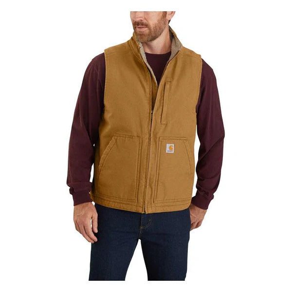 Washed Duck Lined Mock Neck Vest Brown