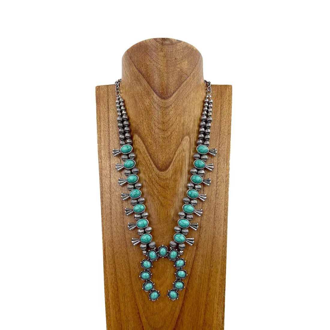 Western Squash Blossom Halsband – Grön Sten