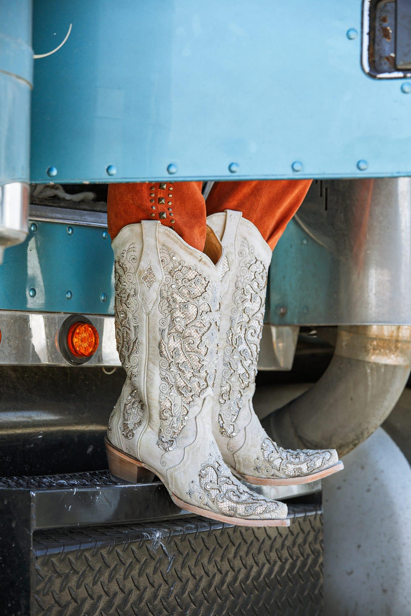 White Glitter Wedding Western Corral Boots