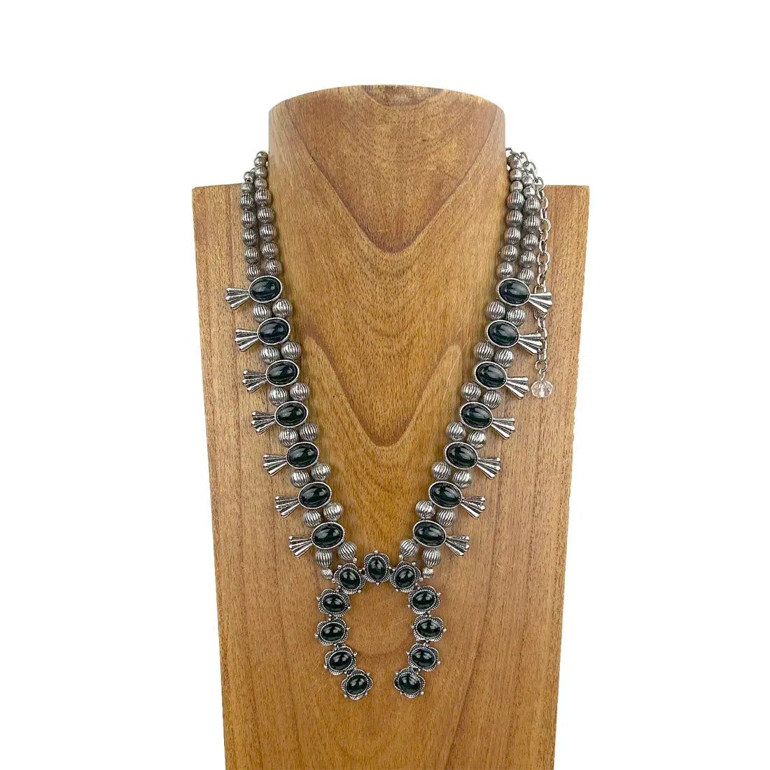 Western Squash Blossom Halsband – Svart Onyx
