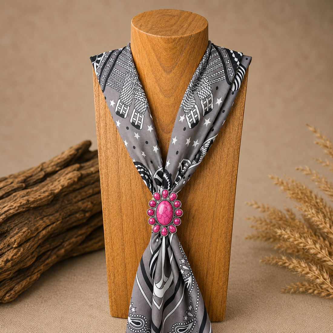 Pink Silver Flower Wild Rag Slide