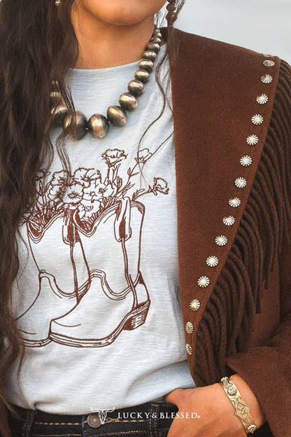 Lucky &amp; Blessed Westernkappa Fringe – Brown