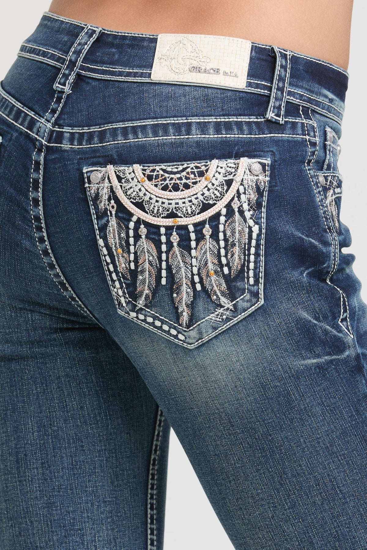 Feather Dreamcatcher Boot Cut Jeans Grace In La